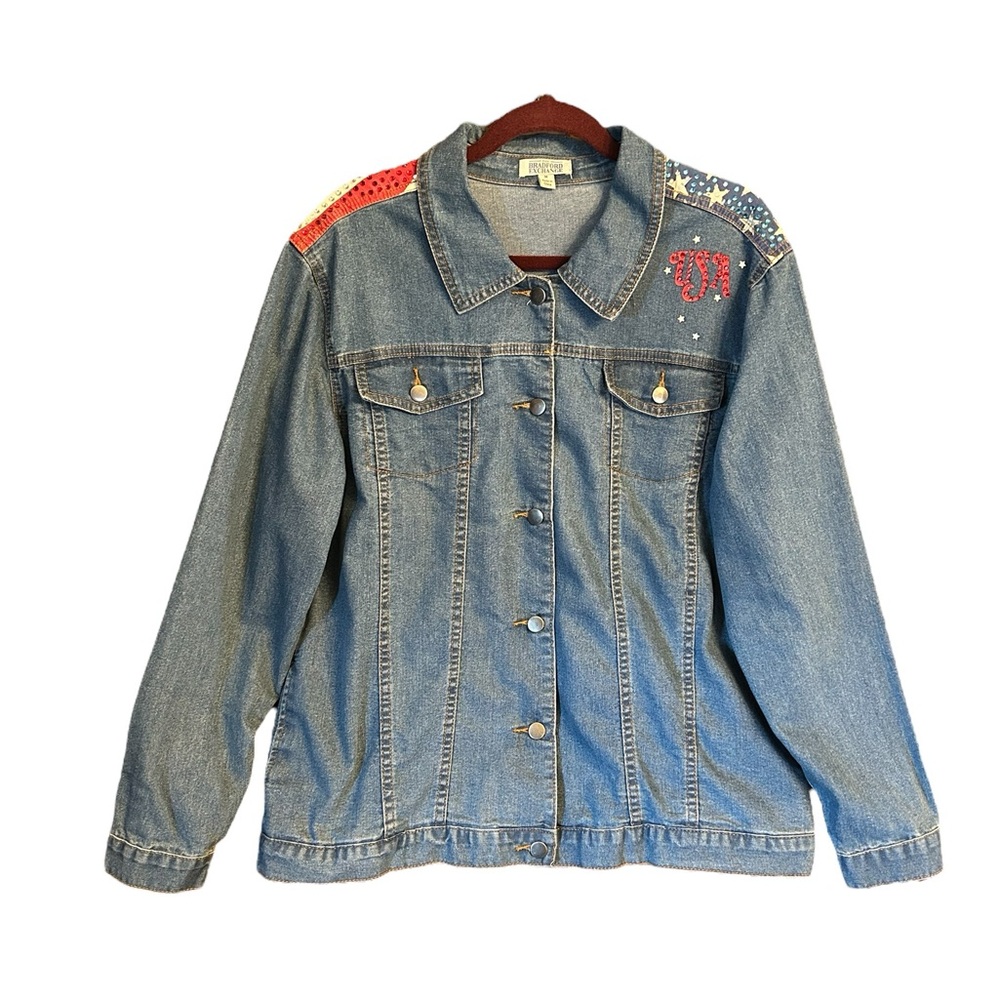Vtg Bradford Exchange Patriotic Denim Jacket Size Medium - Picture 2 of 12